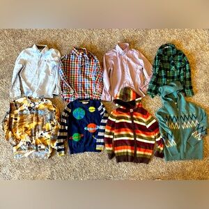 4 boys long sleeve shirts sizes 6-7 and three sweaters and one sweatshirt